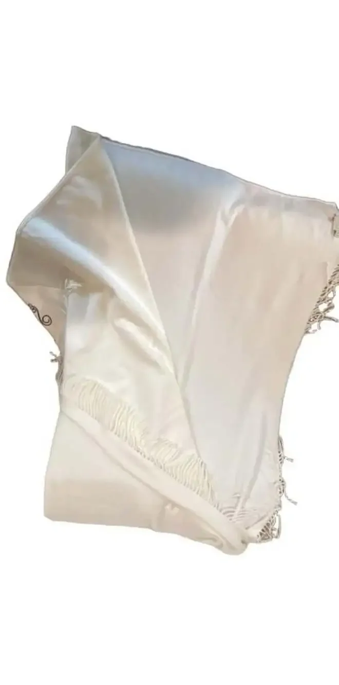 Pottery Barn White Fringe Blanket Throw W Monogram 50x60